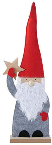 RiloStore XXXL 75cm WICHTEL mit Stern Nikolaus Weihnachtsmann Geschenk Schaufensterdeko Raumdeko Weihnachtsdeko Filzwichtel rot grau Weiss