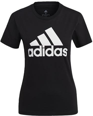 adidas Damen Essentials Logo Tee, Black / White, L