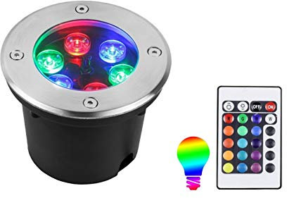 Lampe Jardin Enterré Changement de Couleur Spot Au Sol LED Télécommande IP68 Étanche Spot LED sous Marin Encastrable pour Extérieur, Jardin, sous-Marin, Piscine, Terrasse (Color : 220V, Size : 3W)