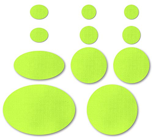 Nordtown Puffer Down Jacket Repair Patches | Self-Adhesive, Pre-Cut, Waterproof, Subtle, Rip-Stop Nylon Fabric to Fix Jackets, Tents, Sleeping Bags, Ski Pants (11 Pieces) (Bright Yellow)