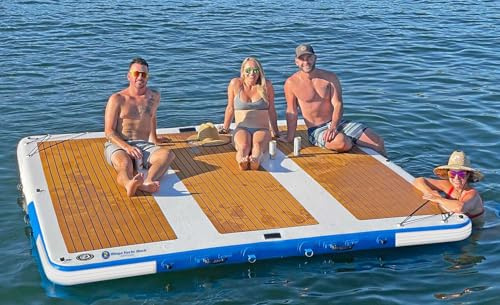 Island Hopper Mega Yacht Dock 10' x 10' Inflatable Water Platform Dock with Bumper Rails