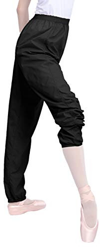 Cuulrite Frauen Ripstop-Hose für Balletttanz, dünne Übungs-Aufwärmhose, Schwarz, S