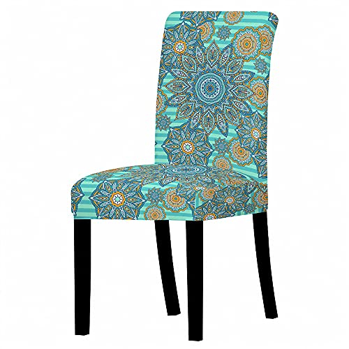 Stuhlhussen Stretch 2/4/6er Set, Chickw1 Universal Abnehmbare Waschbar 3D Böhmen Mandala Drucken Elastischer Stuhlbezug Für Hochzeit, Hotel, Partys Deko (Türkis,2 Stück)