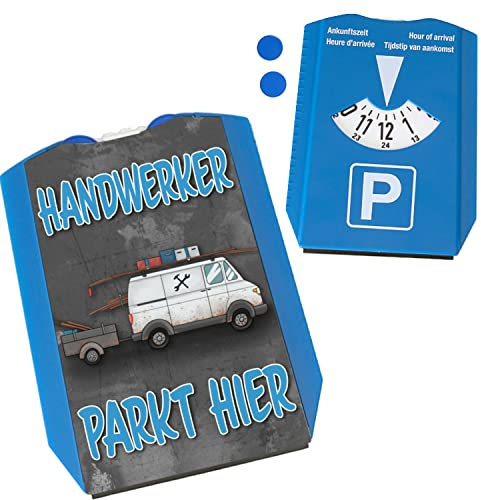 Hier parkt EIN Handwerker Parkscheibe mit Zwei Einkaufswagenchips lustiges Geschenk für einen Handwerker der seinen Job über Alles liebt und den Dienstwagen gerne überall parkt