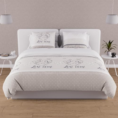 Soleil d'ocre, Valentine Housse de Couette + 2 taies, Ecru, 220x240 cm