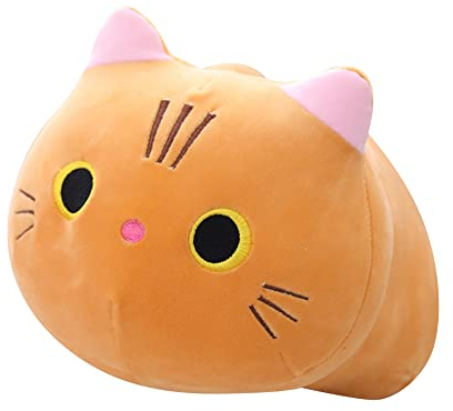 Uposao Katze Plüschtier, 35CM Kawaii liegend Katze Tier Puppe Kuscheltiere Stofftier Tier Plüschkissen Weiches Gefülltes Wurfkissen Spielzeug Geschenk zum Geburtstag für Kinder Mädchen Jungen,Orange