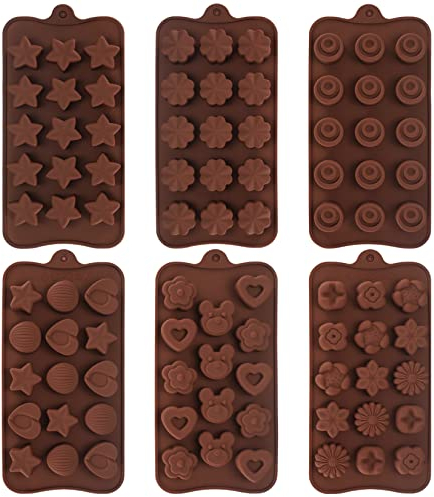6 Stk Pralinenformen Silikon, Backformen Set Silikon zum Backen, Schokoladenform, Eiswürfelform, Fondant Kuchen Formen für Herstellung Schokolade Muffin Cupcake