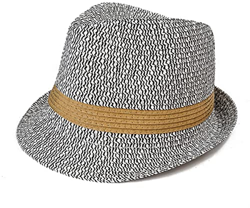 Woodland Leather Panama Fedora Trilby - Sombreros de paja para hombre, gorra de sol de playa, sombrero de panamá de lino, sombrero de panamá plegable para vacaciones, ocasiones inteligentes e