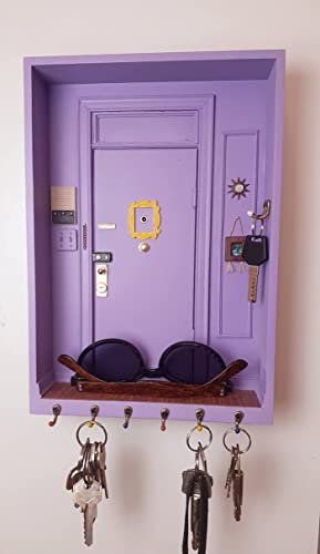 Friends Monica's Door Wall Key Holder, Handmade 3D TV Show Friends Key Holder, Monica's Purple Door Hanger Friends Fan Art Key Holder Door Wall Décor for Wall Best Gift for Lovers of The Show (Purple)