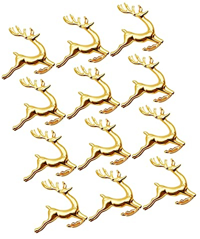Serviettenringe Gold Hirsch Stoffservietten Serviettenhalter für Weihnachten Hochzeiten Partys Abendessen Feiertage Esstischdekoration(Gold 12er)