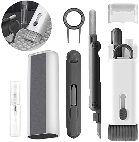 7 in 1 Tastatur Reinigungsset,Multifunktional Keyboard Cleaning Brush Kit,7in1 Elektronik-Reinigungsset mit Tastenkappe Abzieher,Reinigungsbürste für Tastatur,Reinigungsset für Handy Kopfhörer,Schwarz