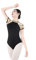 Daydance Schwarzer Damen-Trikot für Ballett, Blumendruck, offener Rücken, Tanzkleidung, Schwarzer Rollkragen, Medium