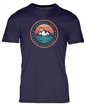 Bushnell Disc Golf Graphic T-Shirt, Push The Sport, Mountain Range, Marineblau, Marineblau, L