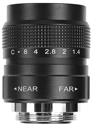 Obiettivo CCTV F1.4 da 25 Mm per Telecamera con Attacco C, Regolazione Manuale Dell'apertura e della Messa a Fuoco, Angolo di Visione 19,6, Obiettivo per Pellicola per Fotocamera (Nero)