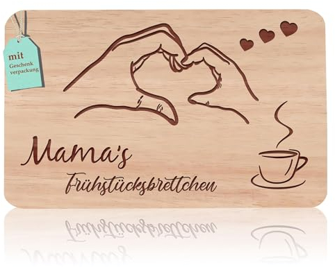 Frühstücksbrettchen mama geschenke | Brotzeitbrett mit Gravur “MAMA'S FRÜHSTÜCKSBRETTCHEN” | Mutter Geschenke Buchenholz | Geschenkidee ideal für Muttertag Geburtstags Weihnachten