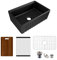 MEJE #KS - Delantal con borde escalonado, 76,2 x 50,8 cm, estación de trabajo, fregadero de cocina, cuenco individual de cerámica con tabla de cortar, rejilla y colador, color negro