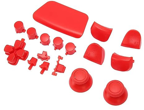 Boutons de Remplacement pour Manette de Jeu PS5, 16 Pièces, Boutons de Déclenchement de Manette avec Touches Fléchées, pavé Tactile et Joysticks (Rouge)