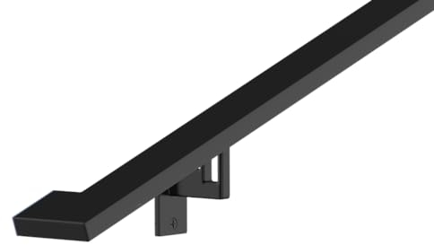 Moderner Aluminium-Handlauf, komplettes DIY-Set, mattschwarz, mit verstellbaren Wandhalterungen im Lieferumfang enthalten (91 cm Länge)