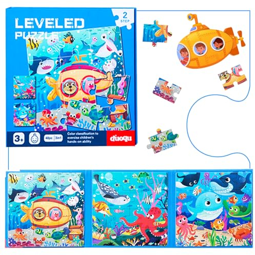 Shinybox Kinderpuzzle, Magnetisches Puzzle für Kinder, Pädagogisches Spielzeug, Lernspielzeug für Kinder ab 3 Jahren, Reisespielzeug, Ozean