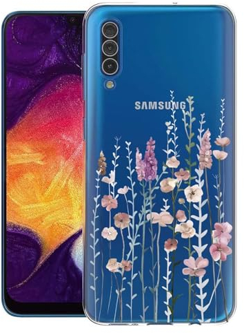 Kaywzo Hülle für Samsung Galaxy A50/A30S/A50S,Transparent TPU Handyhülle mit Gemälde Blume Muster,Ultradünn Stoßfester Schutzhülle,Schön Silikon Cover Case-3