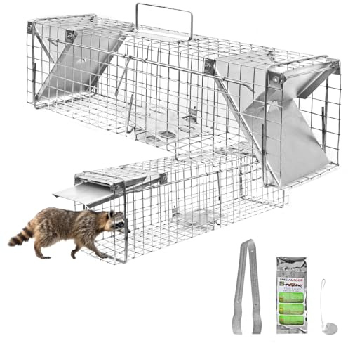 Petigi Tierfalle Lebendfalle für Ratten Marder Lebend Garten Marderfalle Rattenfalle Kaninchen 65 cm Falle Lebendfallen 2 Eingänge Hasen Umsiedlung