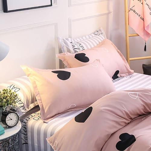 AShanlan 2er Set Kissenbezug Herz 40x80 Rosa Herzen Kopfkissenbezug 40 x 80 Pink Herzmotiv Kissen Bezug 40x80cm Dekorative Kissenhülle Mikrofaser Polsterbezug Pillow Case Pillow Cover