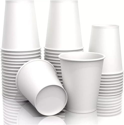 Best House Coffee Cups White 7 Oz/200ml Plain Paper Cups for Hot and Cold Drinks, Eco Friendly Coffee Tea Cup Perfect for Your Home Café, Work, Parties or Outdoors (Pack of 100)