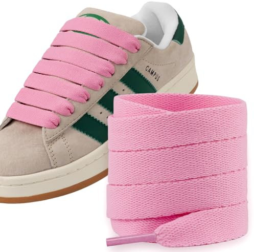 Puzeam 2 Paire de Lacets Rose 120cm Larges pour Basket, Sneakers, Chaussures de Sport, Lacets Chaussures Plat, 15 mm Lacet Gros Large