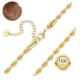 JeweBella Gold Chain Necklace for Women Men 18K Gold Plated Choker Necklaces Stainless Steel Waterproof Dainty Figaro Paper Clip Box Rope Twists Bead Snake Chain Necklaces 41/46CM Gold Jewellery Women
