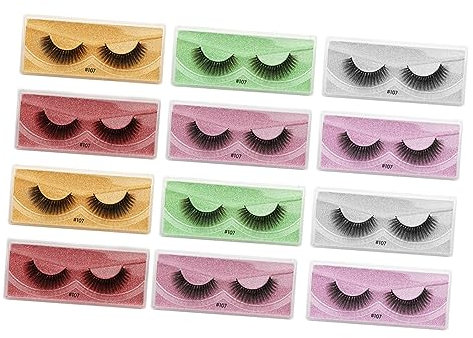 NULYLU 12paires Faux Colorés Éyelashes Performance Kit Pour Maquillage Unique Et Élégant