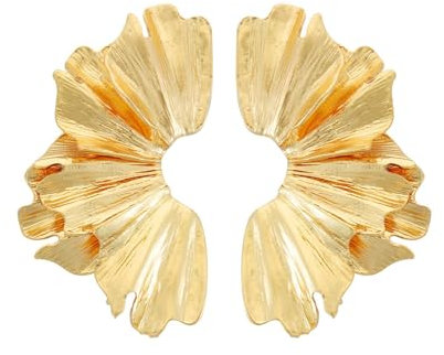 WATEFOER Blumen Ohrringe Gold für Damen, Gold Statement Ohrringe Übertrieben Metall Blume Ohrhänger Einzigartige Blumenschmuck Geschenke zum Muttertag