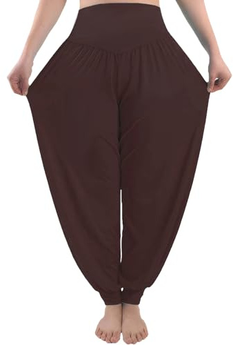 AMYTIS Haremshose Damen Lang, Sommer Einfarbig Sport Yogahose Workout Fitness Stretch Yoga Hose mit Hoher Taille für Damen Pumphose Yoga Pilates Hosen S-XXL