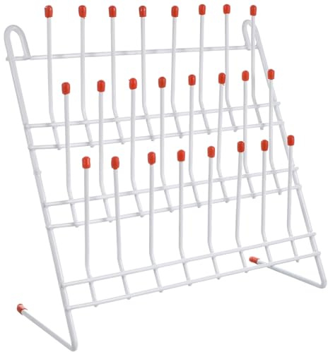CLISPEED Laboratory Beaker Drying Holder Metal Rack 24-position Test Tube Draining Rack for Lab Glassware Drip Water Draining Stand