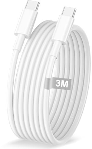 Cable USB C 3M, 60W Cable iPhone 15 16 Cable Carga Rapida Tipo C Cable Cargador iPhone Cable Tipo C 3 Metros Cable USB C Cabo USB C Fast Charging para iPhone 16 15 Pro Max/Mini/Plus,iPad Pro/Air/Mini