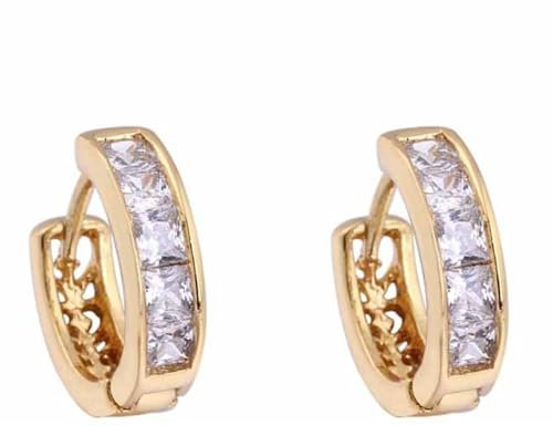 Cartilage Earrings for Women, Gold Earrings Hoop Huggie Inlay with Cubic Zirconia 4mm for Wife New Year Jewelry Fashion