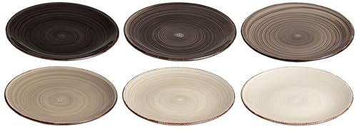 Cookinglife Delice - Lot de 6 assiettes à dessert - Céramique - Diamètre 19 cm - Gris - Passe au lave-vaisselle - Passe au micro-ondes - Passe au four