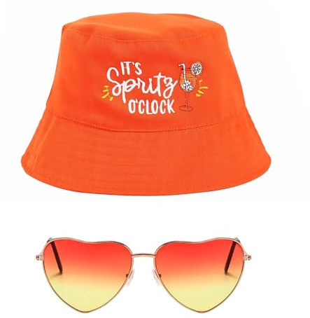 Harsever Aperol Hut, Aperol Accessoires Set Mit Damen Festivalhut HerzföRmigen Gläser, Passend Zur Karnevals Fischerhut Party