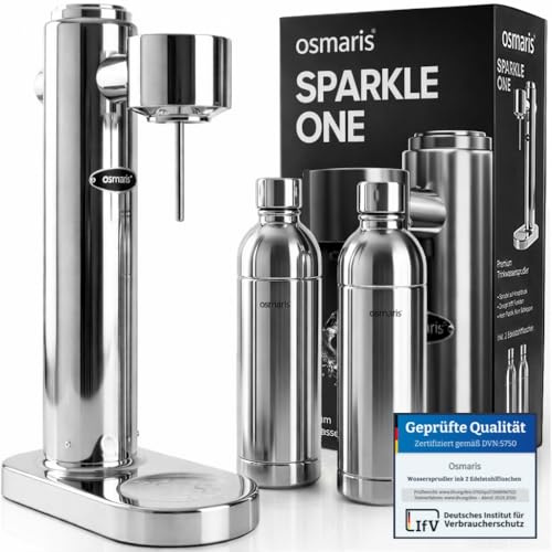 Wassersprudler aus hochwertigem Edelstahl - Design Soda Maker inkl. 2x 1,1 L Edelstahlflaschen - geschmacksneutral & 100% dicht - Sprudelwasser Maschine mit Druckablassventil für moderne Küchen