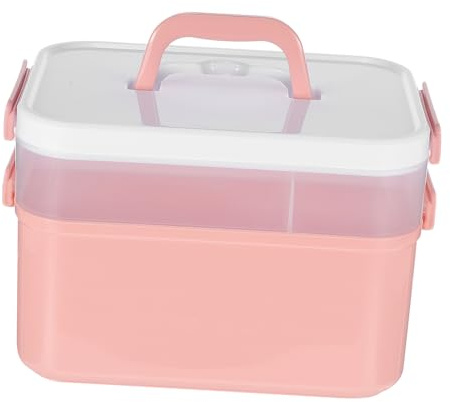 ERINGOGO Pink Manicure Box for Personal Home Use with Simple Generous Look Design, Made of Sturdy Pp Material, Easy-carrying Nail Art Supplies Storage Case