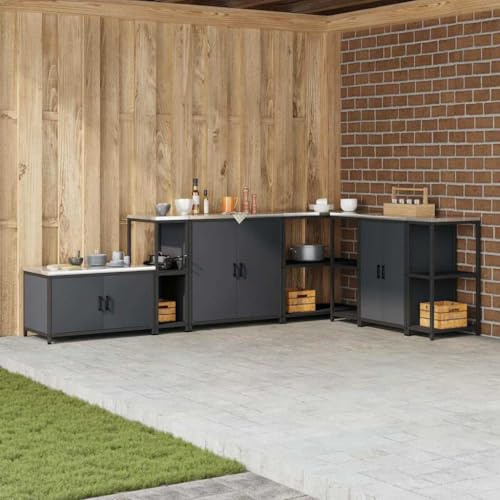 Teenpull Modern Kitchen Shelving Unit, Charcoal Grey, 30 x 50 x 92 cm, Sturdy Steel Cabinet for Kitchen, Dining Room, Versatile with Shelves