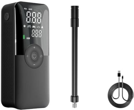 CARSUN Inflador de neumáticos recargable inalámbrico, bomba de aire portátil para neumáticos de coche, Compatible con motocicleta, bicicleta y pelotas deportivas, compresor digital(Color Name: Black)