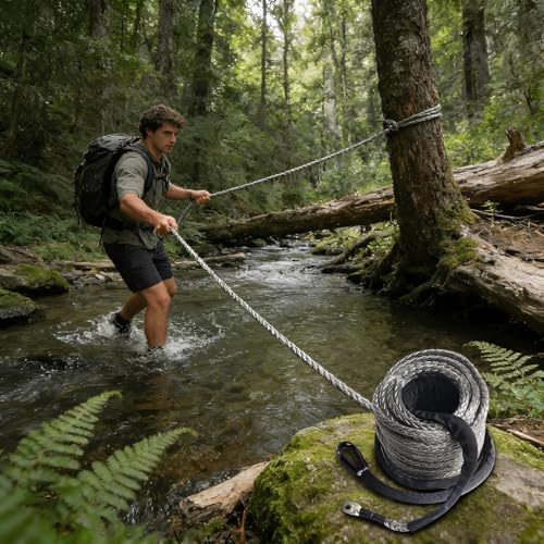 Dyneema - Corde de treuil 10 mm x 30 m, 10,8 t - Charge de rupture - Corde synthétique très résistante pour véhicule tout-terrain et foresterie - Corde en plastique pour treuil - Résistant aux UV