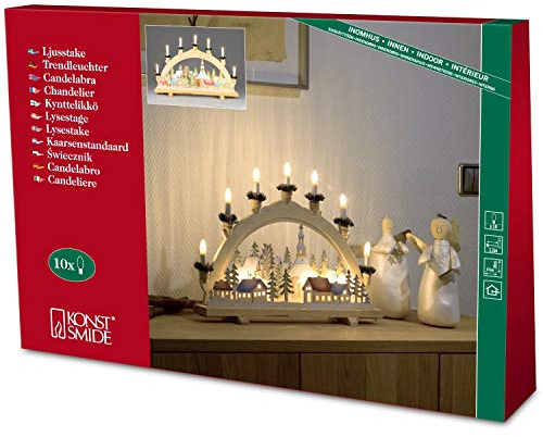 Konstsmide Holzleuchter, Natur, Winterlandschaft, 10 klare Birnen, 230V, Innen, weißes Kabel - 2141-154