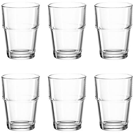 montana easy Trink-Gläser 6er Set, stapelbare Wasser-Gläser, Trink-Becher aus Glas, Saft-Gläser, Getränke-Set, Whiskey-Gläser, 205 ml, 051035
