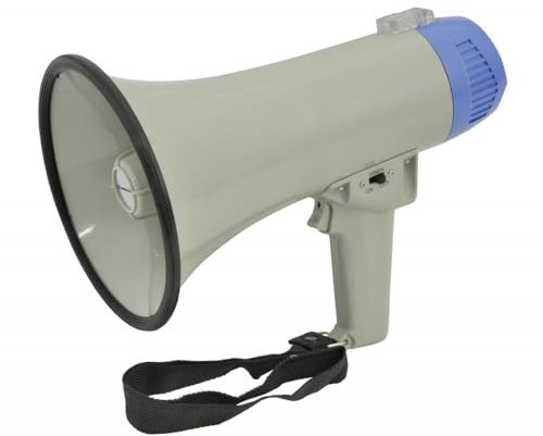 Adastra, Megaphone Bullhorn Loud Speaker with Siren & Carry Strap, 600 Metre Range with Siren & Volume Control