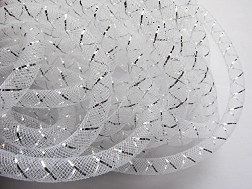 YYCRAFT 25 Yards Gaze-Schlauch für Deko, Kränze, Cyberlox CRIN Crafts 8 mm, Nylon, weiß, 8 mm