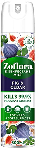 Zoflora Fig & Cedar 300ml Disinfectant Aerosol Mist Spray, Anti-Viral Mist, Air Freshener Spray, Room Spray, Disinfectant Spray Eliminates Odours