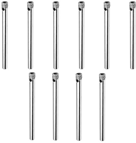 Utoolmart 4mm Diamante Agujero de vidrio Sierra Brocas Vástago recto Acero al carbono 50mm Extractor hueco Herramientas de eliminación de corte de núcleo Oro para vidrio Baldosas 10 piezas