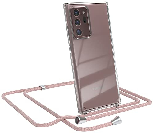EAZY CASE Handykette kompatibel mit Samsung Galaxy Note 20 Ultra/Note 20 Ultra 5G Handyhülle mit Umhängeband, Handykordel mit Schutzhülle, Silikonhülle, Hülle mit Band, Stylische Kette, Rosé-Gold
