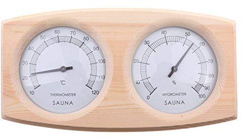20-120 Celsius Sauna Thermometer Hygrometer Aus Holz, Hochwertige Sauna Klimamesser Messstation Zimmerthermometer Hydrometer Feuchtigkeit Für Sauna Zimmer